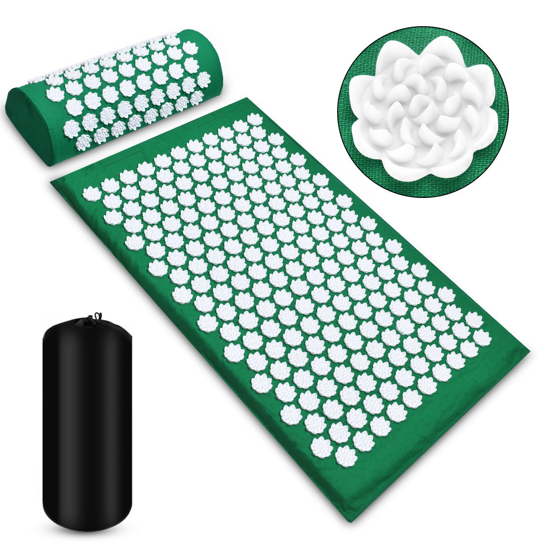 Accupressure Mat & Pillow Set-Relieve Back Pain, Reduce Stress, and Improve Sleep.