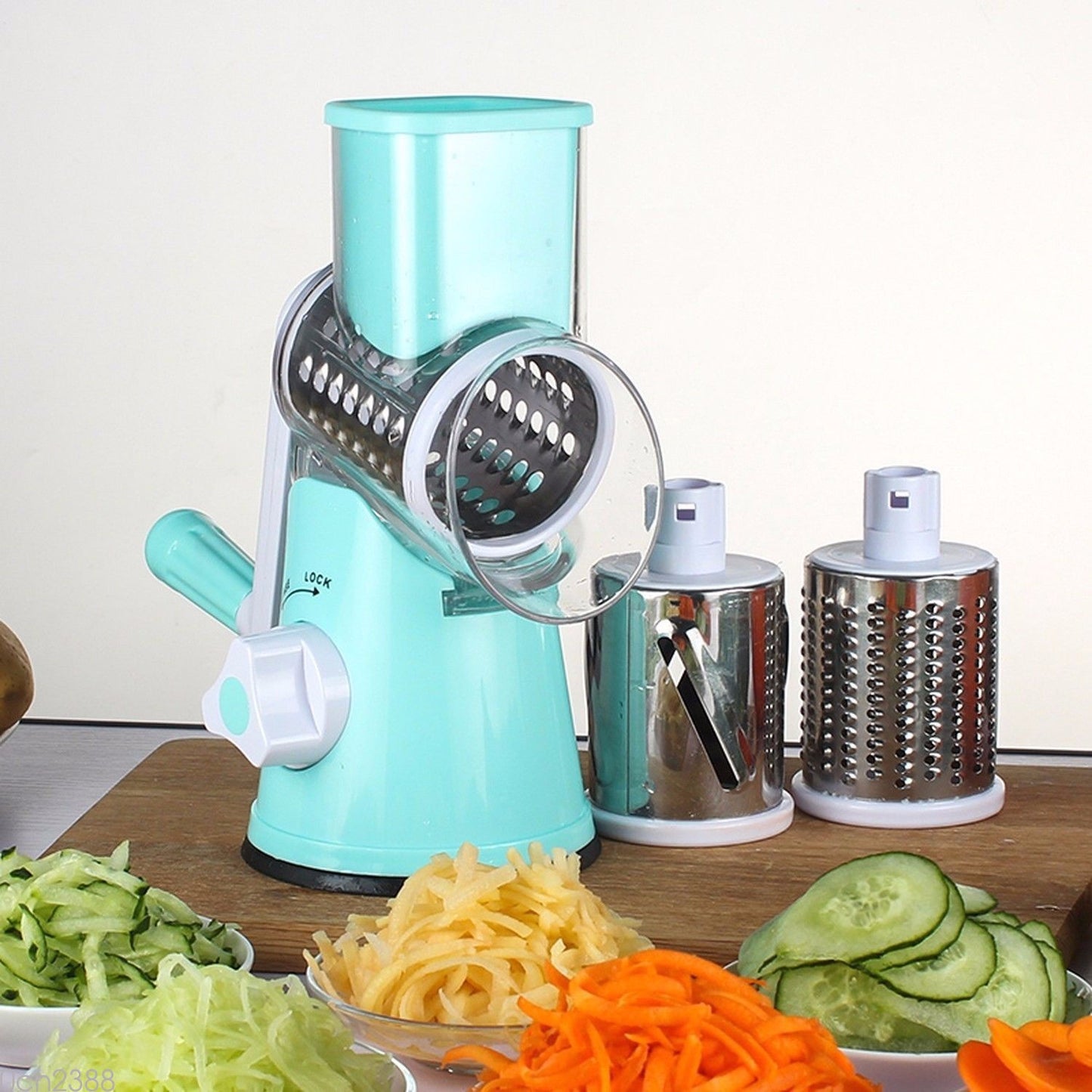 3-in-1 Rotary Drum Vegetable Slicer – Safe, Fast & Easy to Use | Mandoline Cutter for Cheese, Carrots, Potatoes, More