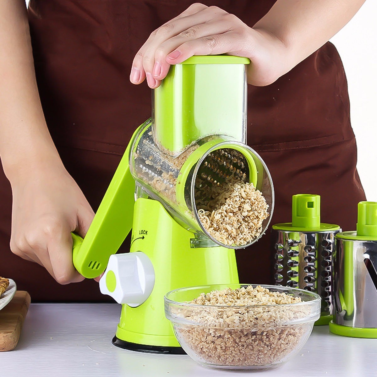 3-in-1 Rotary Drum Vegetable Slicer – Safe, Fast & Easy to Use | Mandoline Cutter for Cheese, Carrots, Potatoes, More